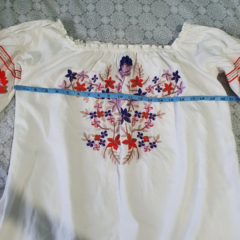 Free People Fleur Du Jour Cream Embroidered Dress. - Picture 5 of 7